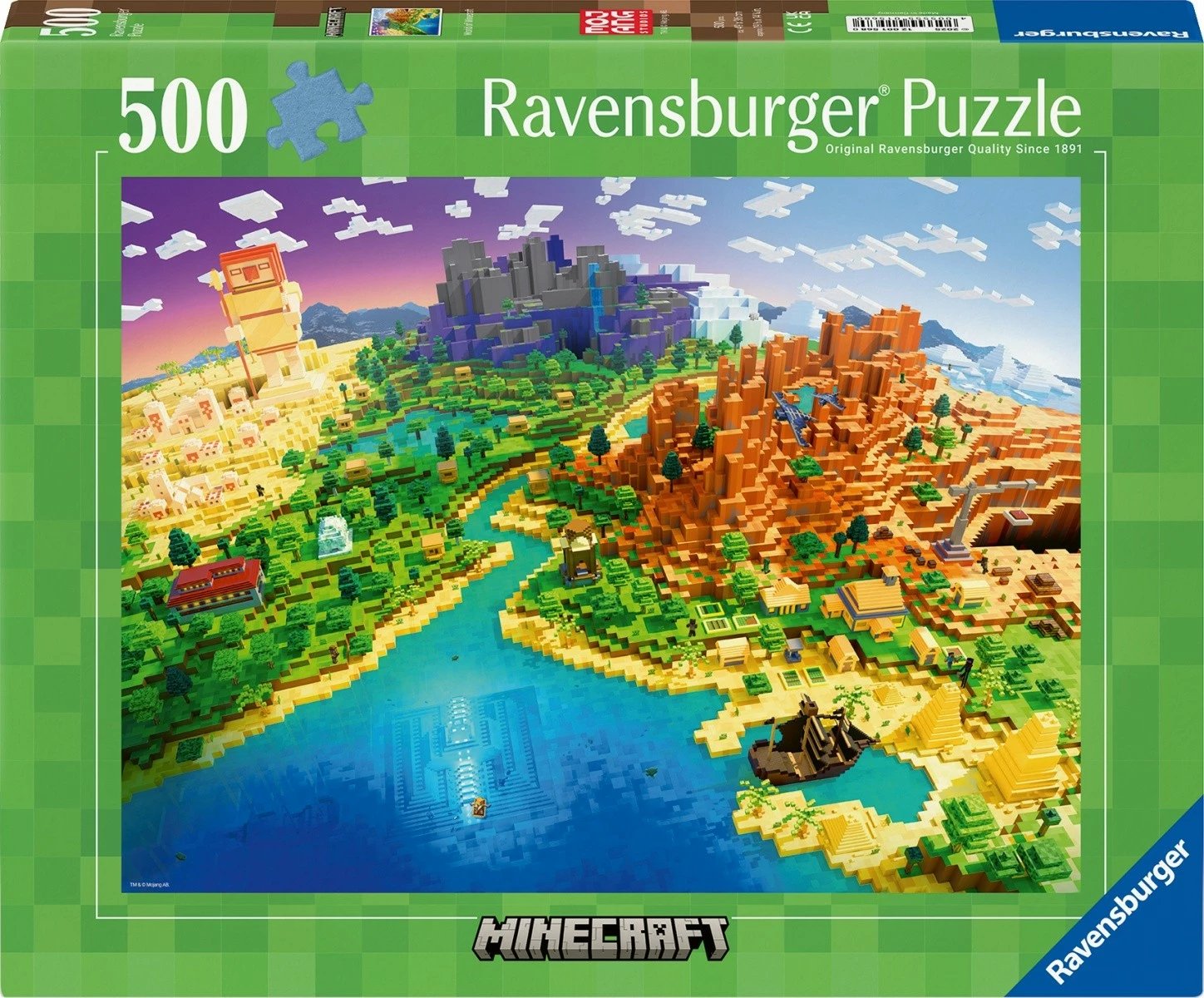 Puzzle Minecraft Ravensburger 500 pjesë, 49x36cm