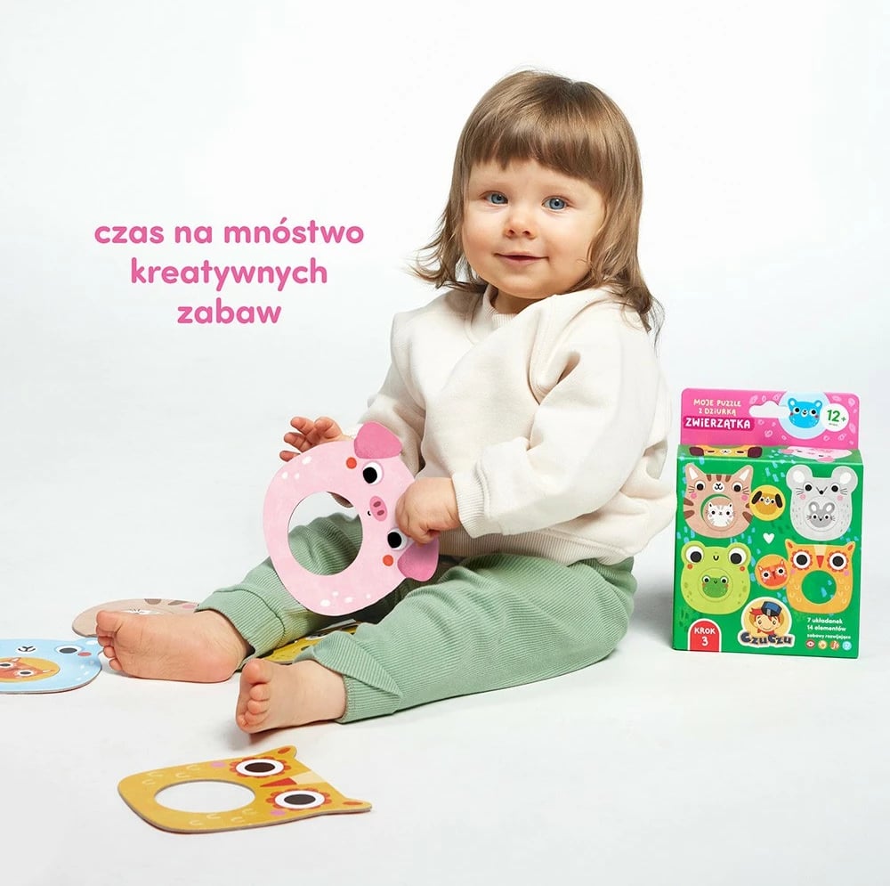 Puzzle me vrimë CzuCzu My Puzzle with Hole - Animals, 7 copë, për fëmijë, shumëngjyrëshe