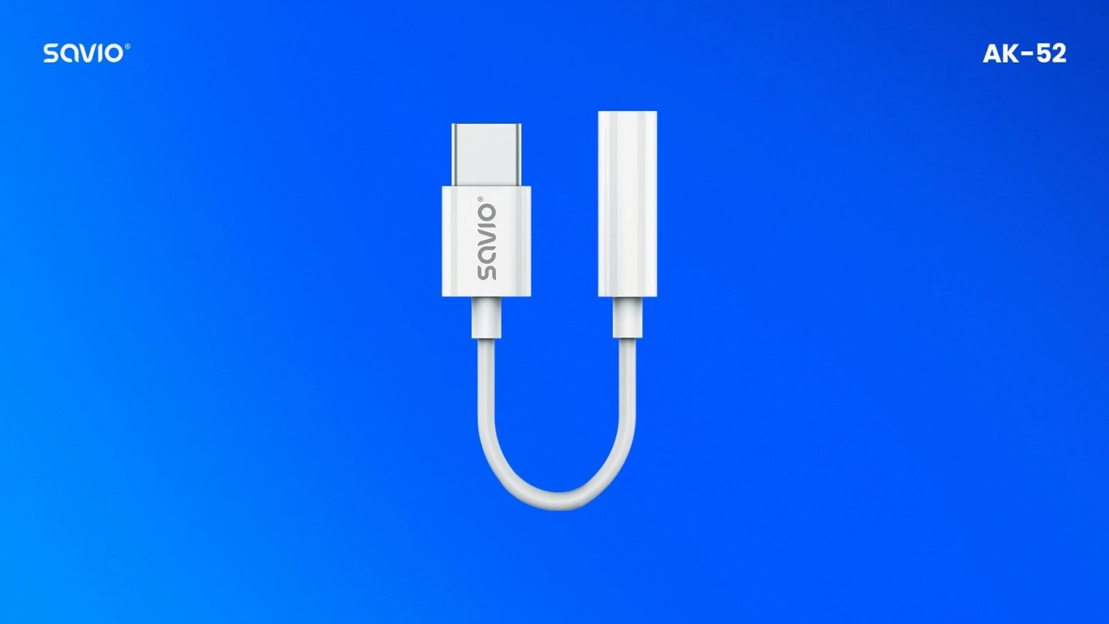 Adapter USB-C në Mini Jack 3.5 mm Savio AK-52, i bardhë