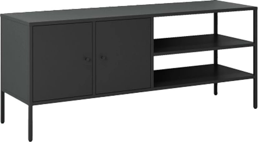 TV Stendë Metalike Nextdeco me Dyer të Hapshme, H50x120x35cm, E Zezë