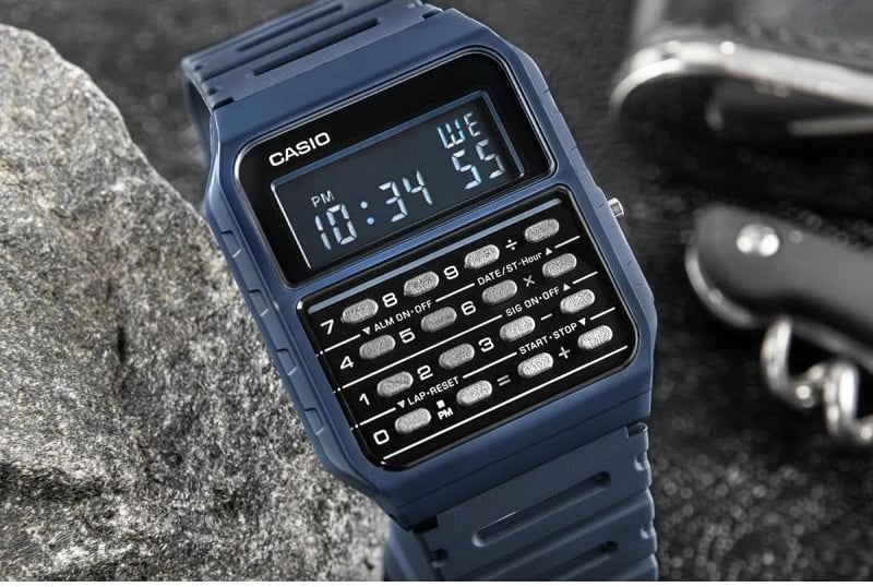 Orë dore CASIO për meshkuj, navy blue