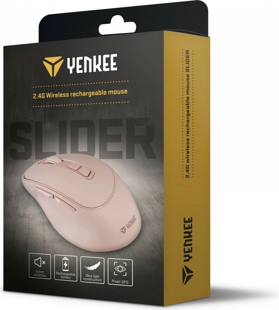 Maus wireless YENKEE SLIDER YMS 2080PK, 2400 DPI, 6 butona, Powder Pink