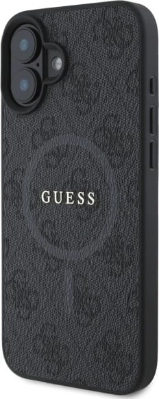 Mbështjellës Guess 4G Ring Classic Logo MagSafe për iPhone 16, e zezë Mbështjellës Guess 4G Ring Classic Logo MagSafe për iPhone 16, e zezë