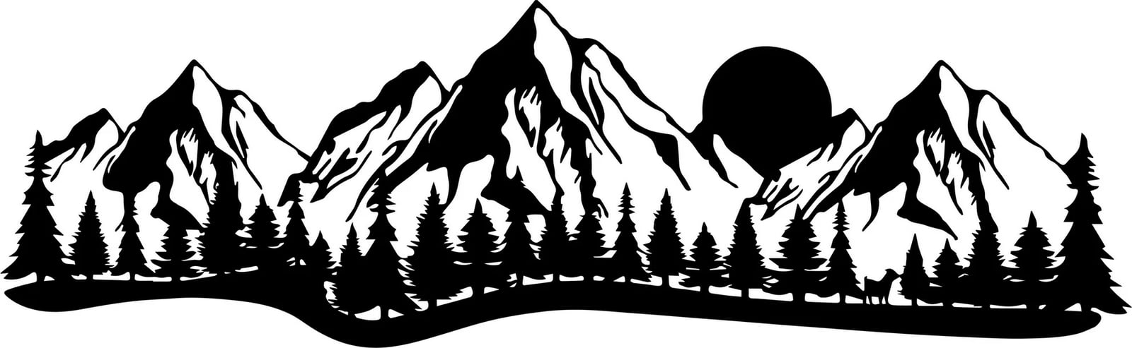 Aksesor dekorativ metalik për mur, peizazh malor, Wallity, 68x21cm