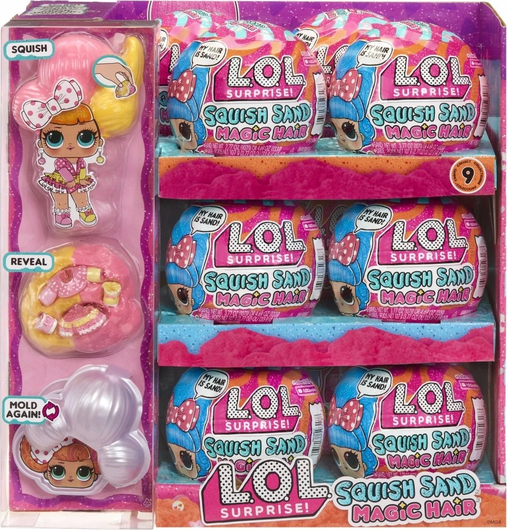 Set lodrash L.O.L. Surprise Kinetic Sand Tots, 12 copë, me rërë magjike, për vajza, ngjyra të përziera