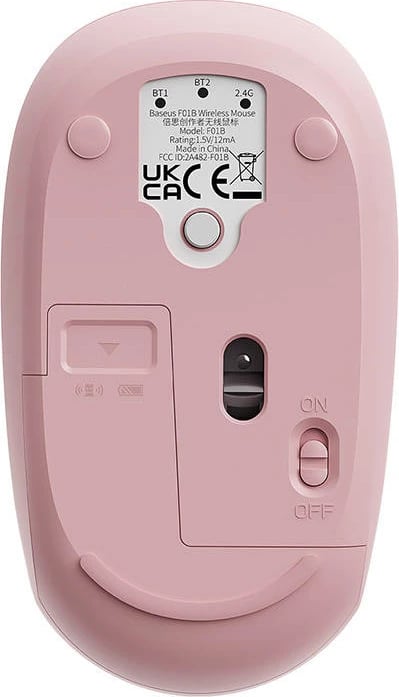 Maus wireless Baseus F01B Tri-mode, 1600 DPI, rozë