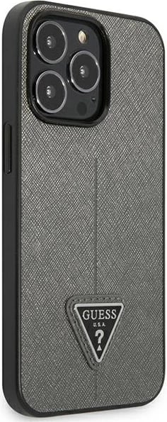 Mbështjellës Guess SaffianoTriangle Logo për iPhone 14 Pro 6.1", argjend Mbështjellës Guess SaffianoTriangle Logo për iPhone 14 Pro 6.1", argjend