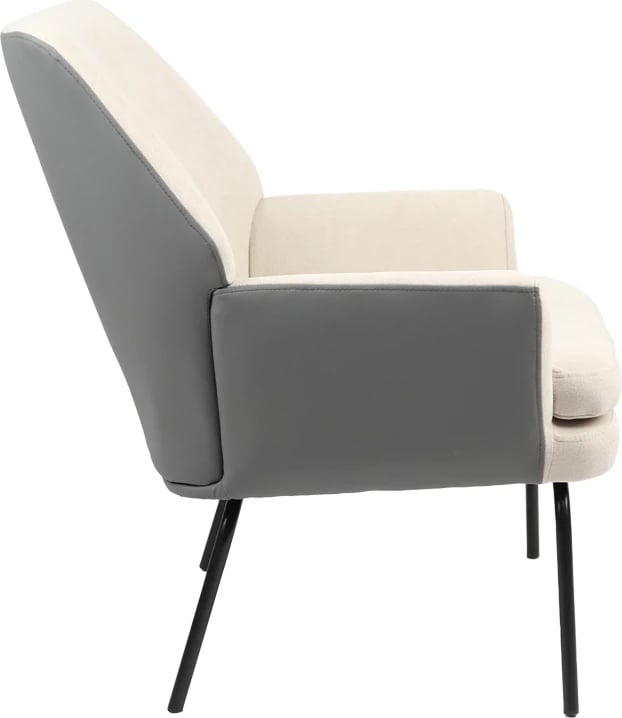 Fotel Kieran, pëlhurë bezhë-gri, këmbë të zeza, 67x89x86cm