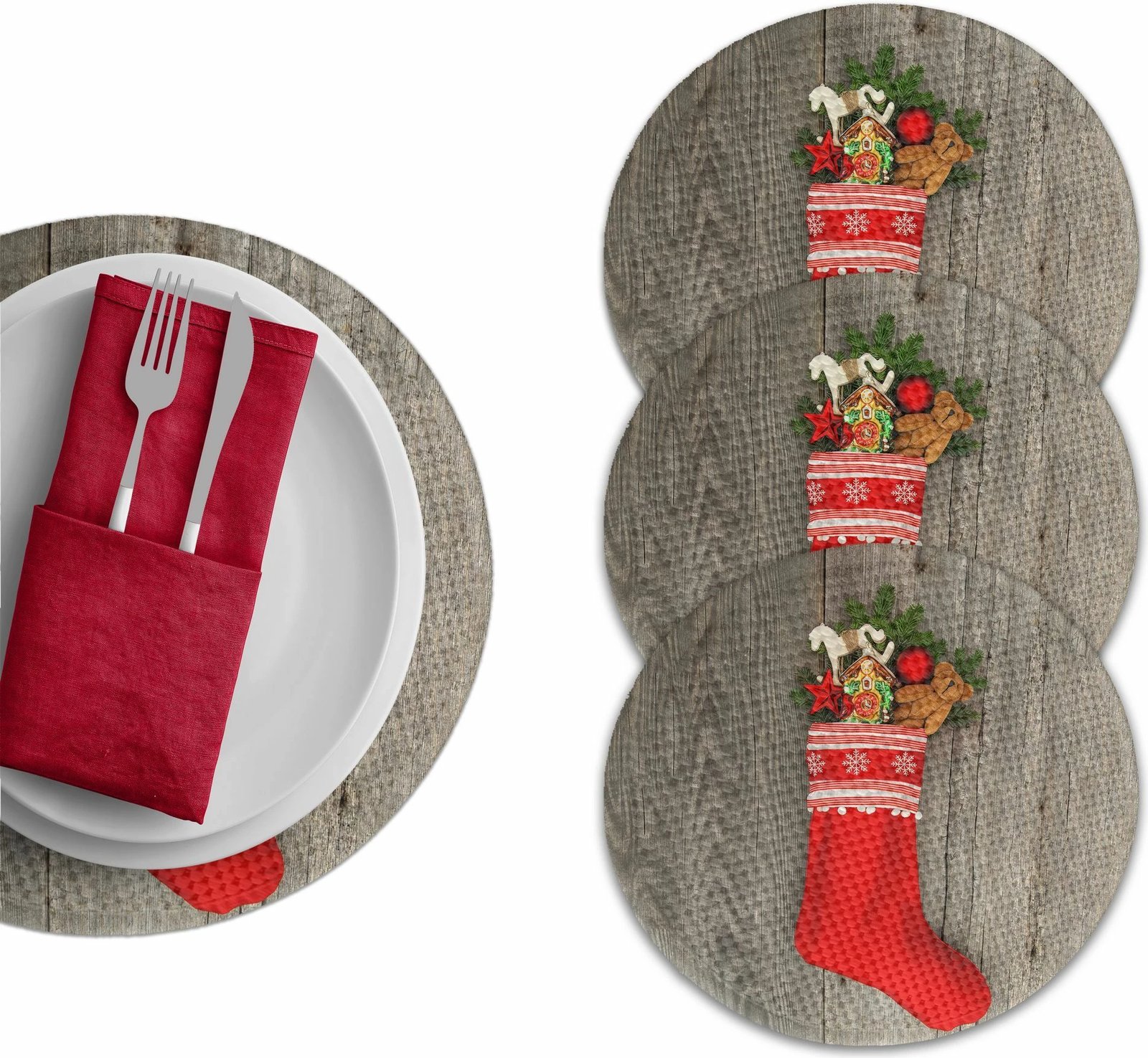 Set 4 copë nënshtrues tavoline Hermia Concept, model festiv, 37cm