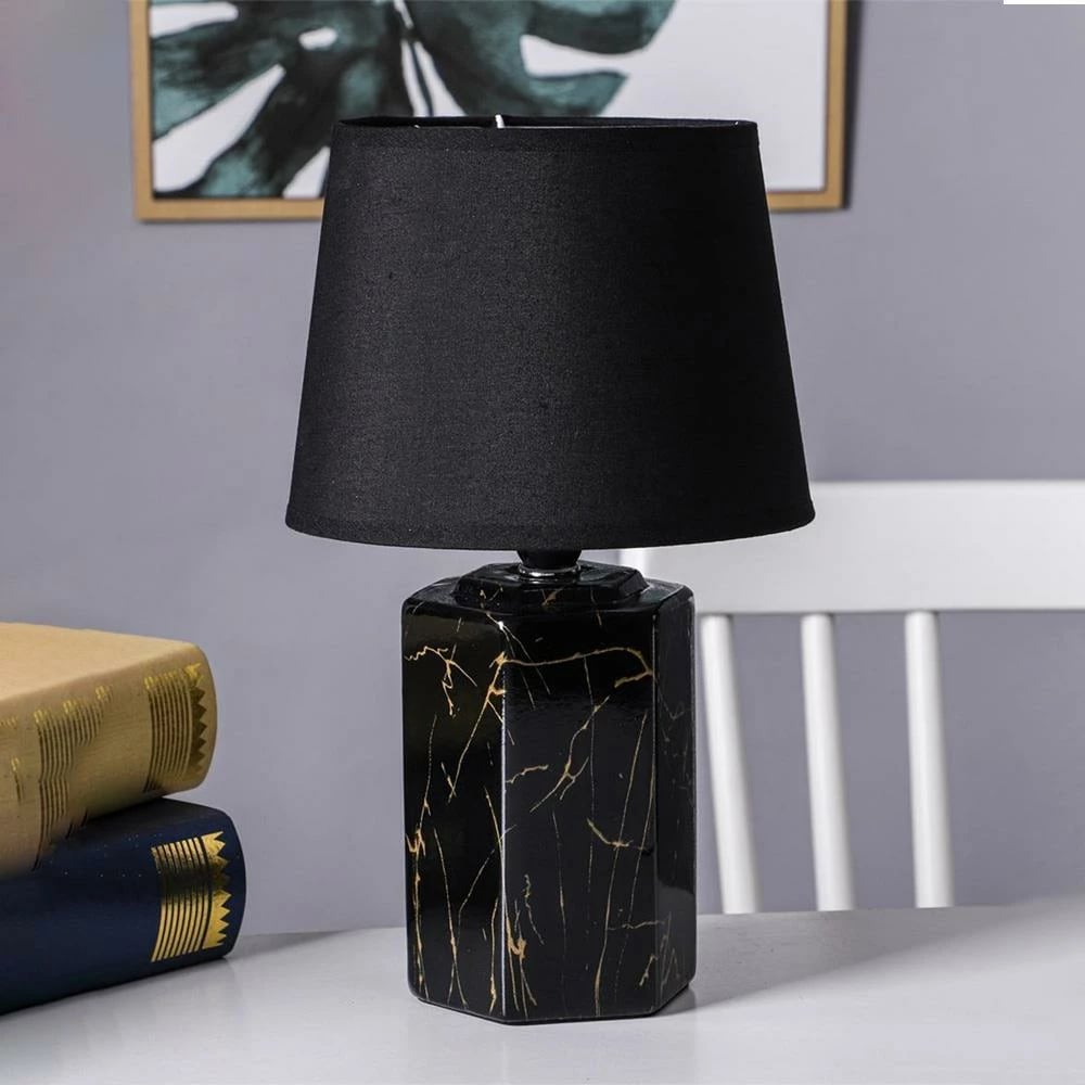 Lampë tavoline NEXT H29.5xØ17cm, bazë mermeri, e zezë