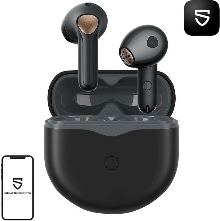 Kufje TWS Soundpeats Air 4, Bluetooth 5.3, aptX, 26h, të zeza