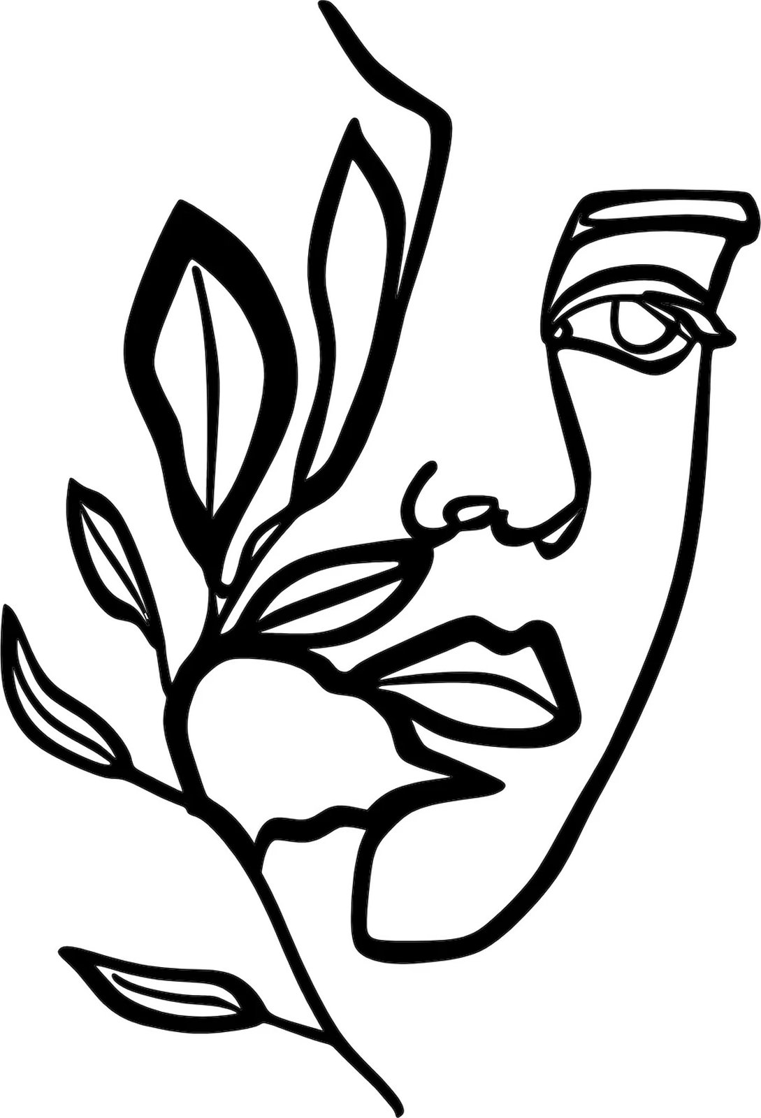 Aksesor dekorativ metalik për mur, fytyrë gruaje pas degëve, Wallity