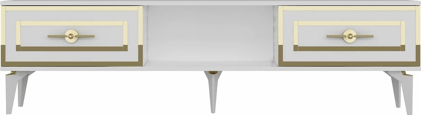 Komodë TV Skye Decor, e bardhë, e artë