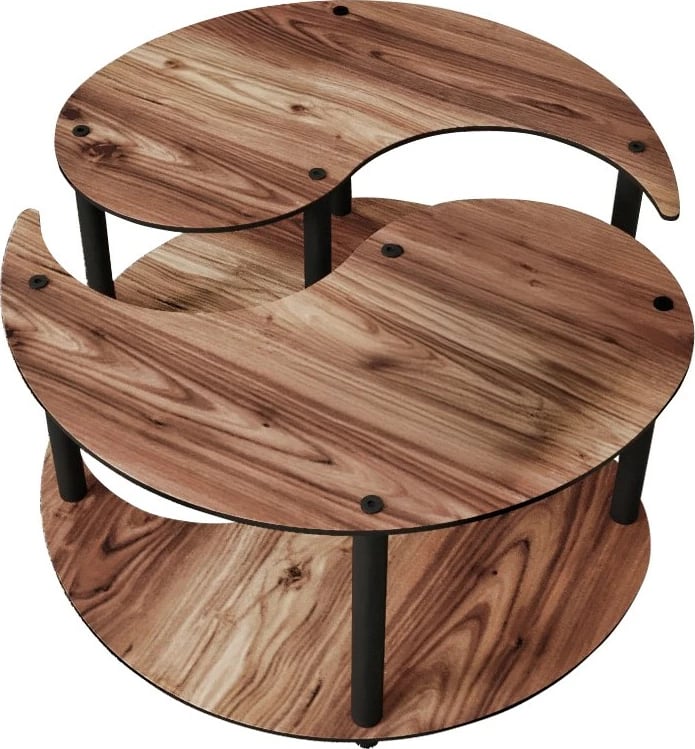 Set tavolinash kafeje Skye Decor, Yin Yang 2 copë, ngjyrë arre