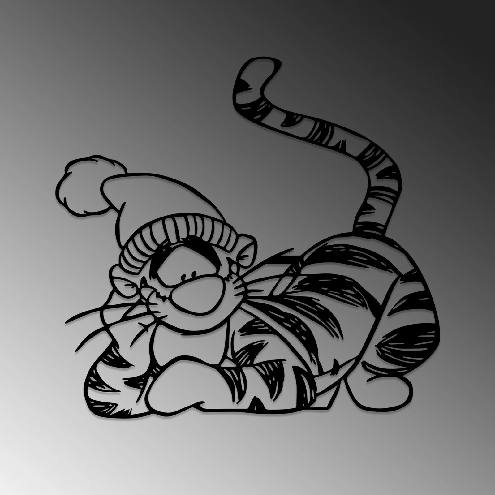 Aksesor dekorativ metalik për mur, Wallity, Tigger, ngjyrë e zezë, 66x70cm