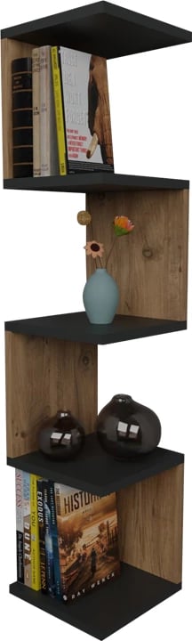 Raft muri zigzag, ngjyrë lisi-antracit, 25x25x109cm