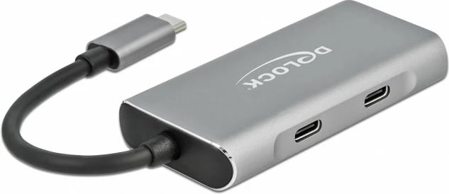 USB hub DeLOCK 4 porta, USB 3.2 Gen 2, 10 Gbps, alumini, gri