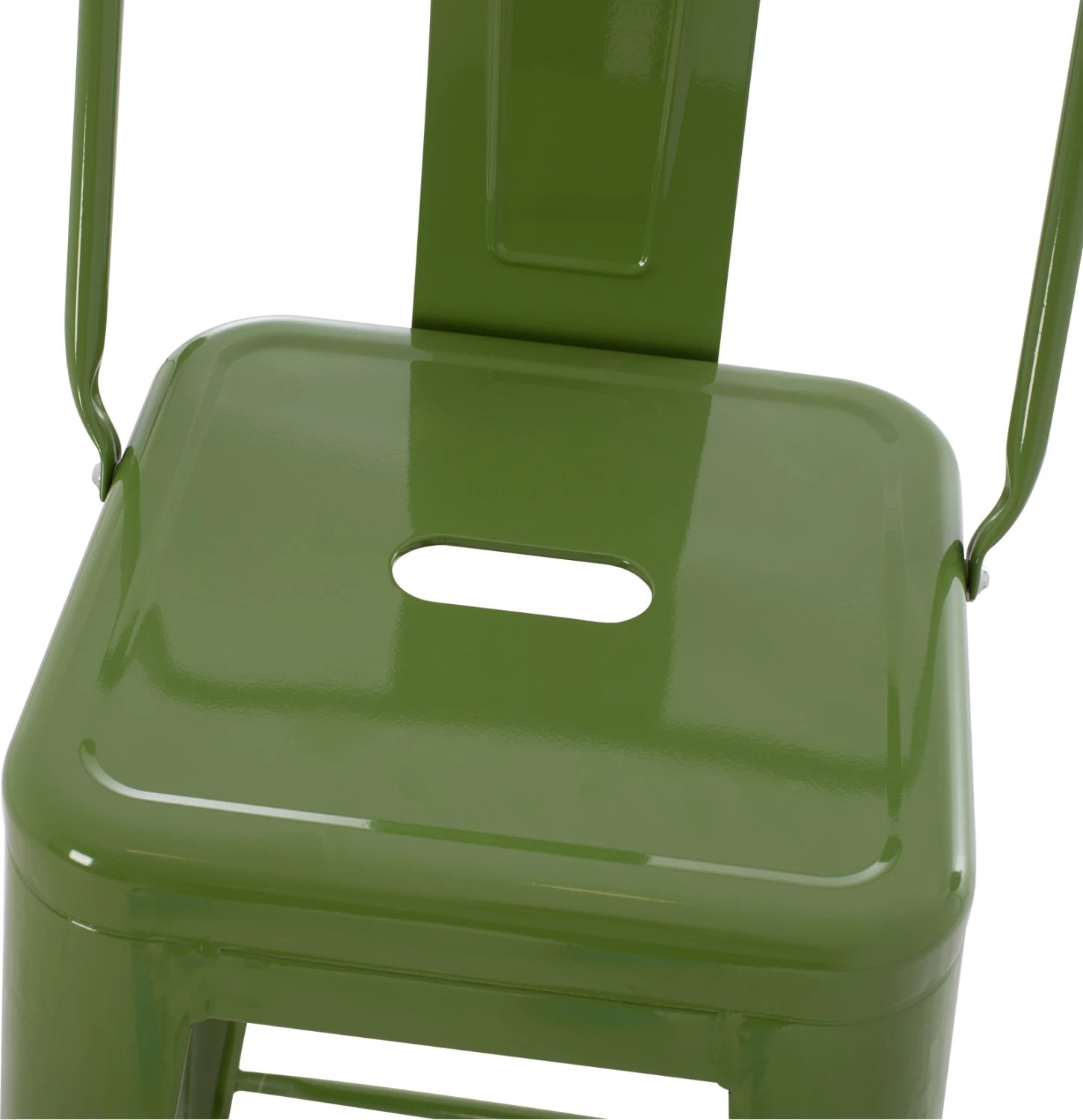 Karrige për bar metalike Melita me shpinë, ngjyrë ulliri e çelët, FH8643.13, 43x43x100 cm