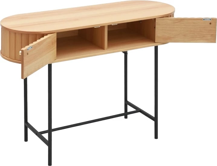 Konsolë Zakro, MDF-metal, ngjyrë lisi, 100x35x75cm