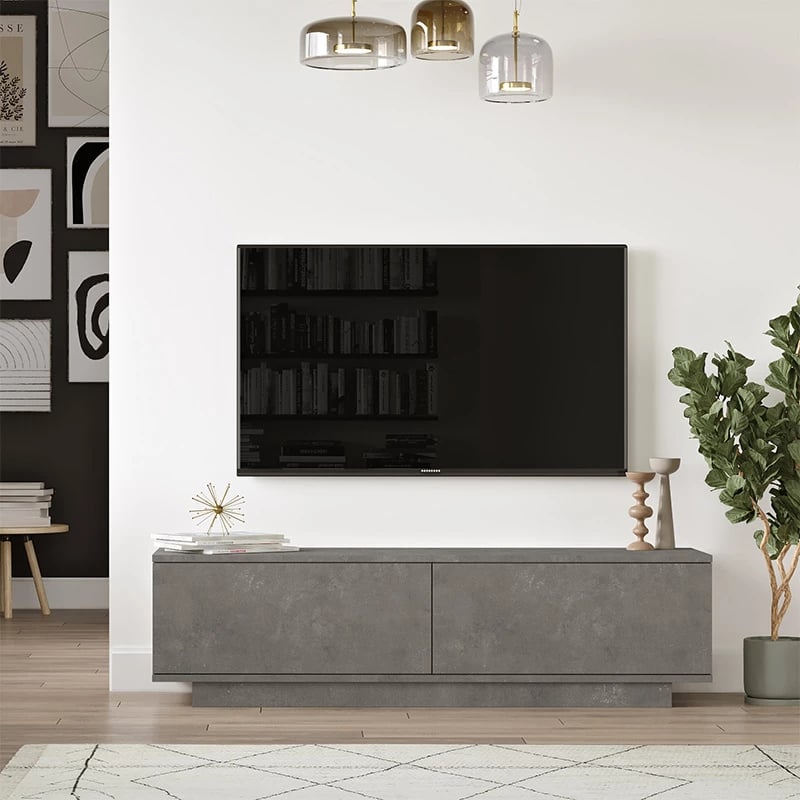 Dollap TV Zoeva, ngjyrë cemento gri, 140x35,5x38cm