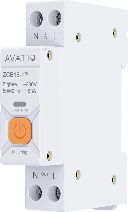 Switch ZigBee, Avatto ZWCB16, matje energjie, 1P DIN-rail, 1–63A, 90–240V AC, Tuya Smart Life