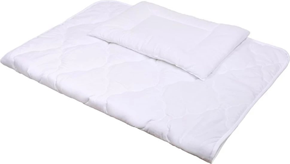 Set shtroje për bebe, BELISIMA, Dino 3D, jorgan 100x135 cm dhe jastëk 40x60 cm, mbushje anti-alergjike, krem-rozë, 6-copësh