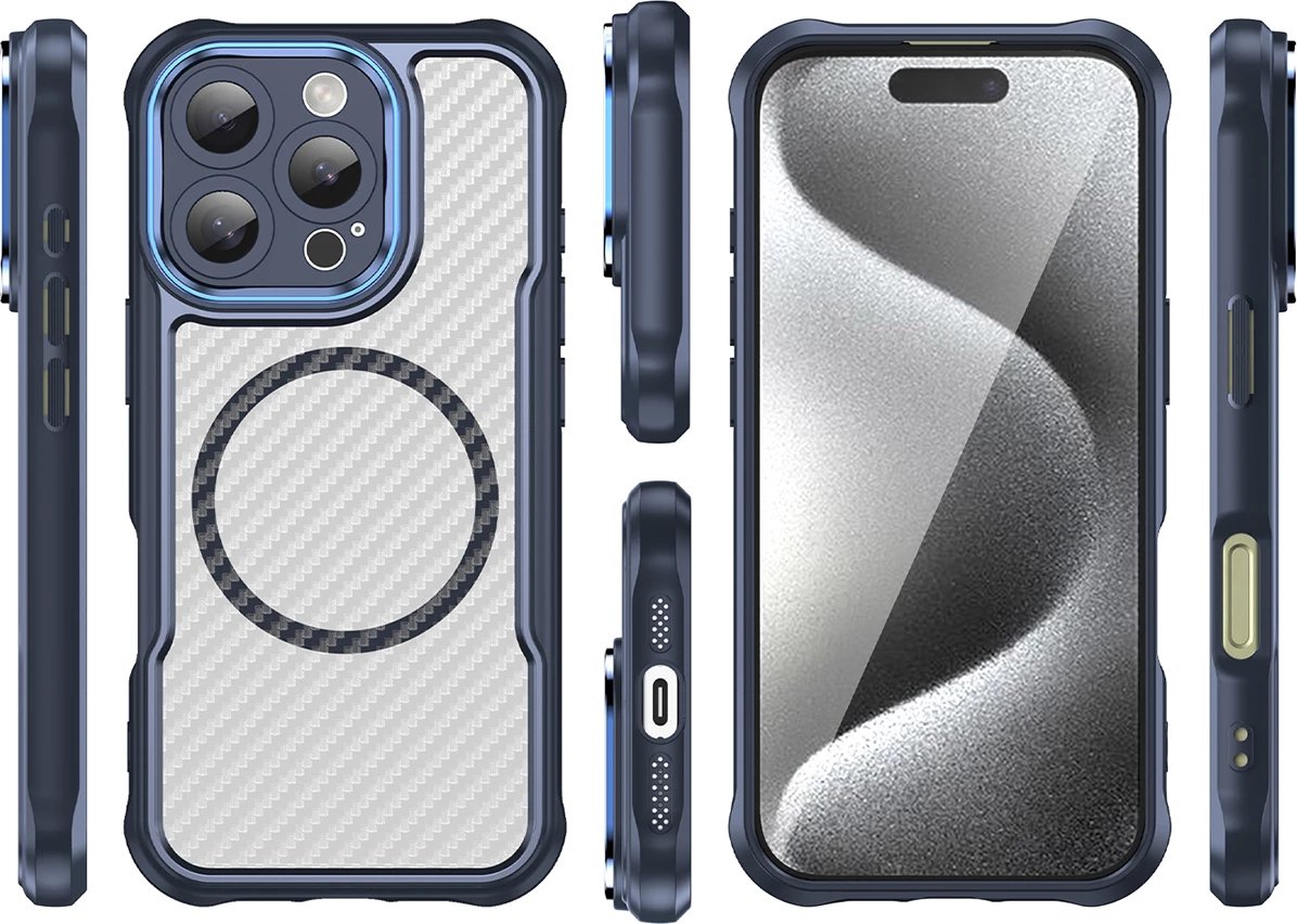 Mbështjellës Hurtel Leading Series MagSafe për iPhone 16 Pro Max, Silikon, Blu