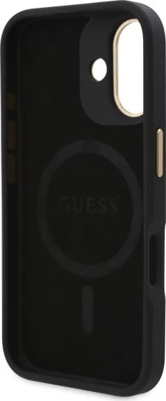 Mbështjellës Guess 4G Logo Plate MagSafe për iPhone 16, Zi
