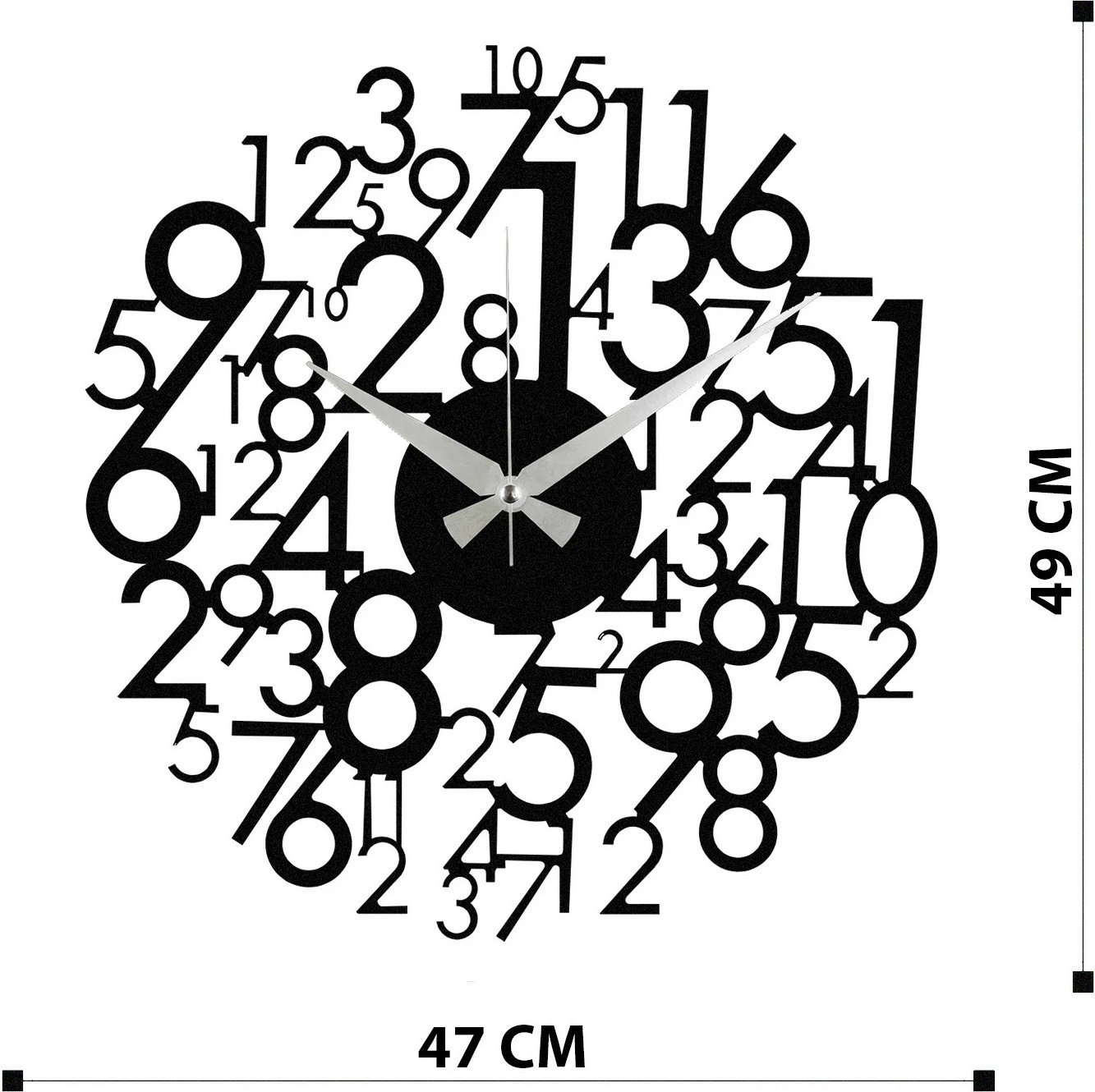 Orë muri dekorative prej metali, Wallity Enzoclock - S019, e zezë, 48x48cm