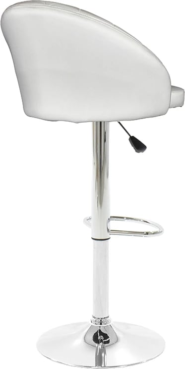 Karrige për bar Balina, lartësi e rregullueshme, lëkurë sintetike e bardhë, metal kromi, 52x53x109cm, set prej 2 copësh