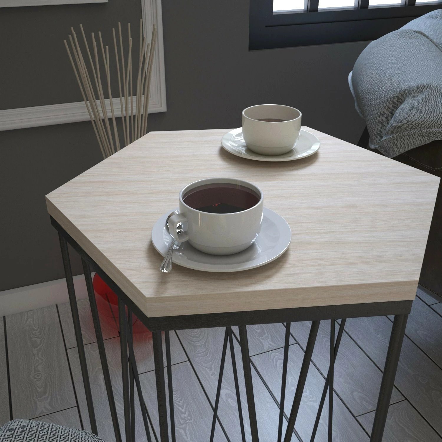 Tavolinë anësore Hanah Home, ngjyrë lisi dhe e zezë, Cetrus