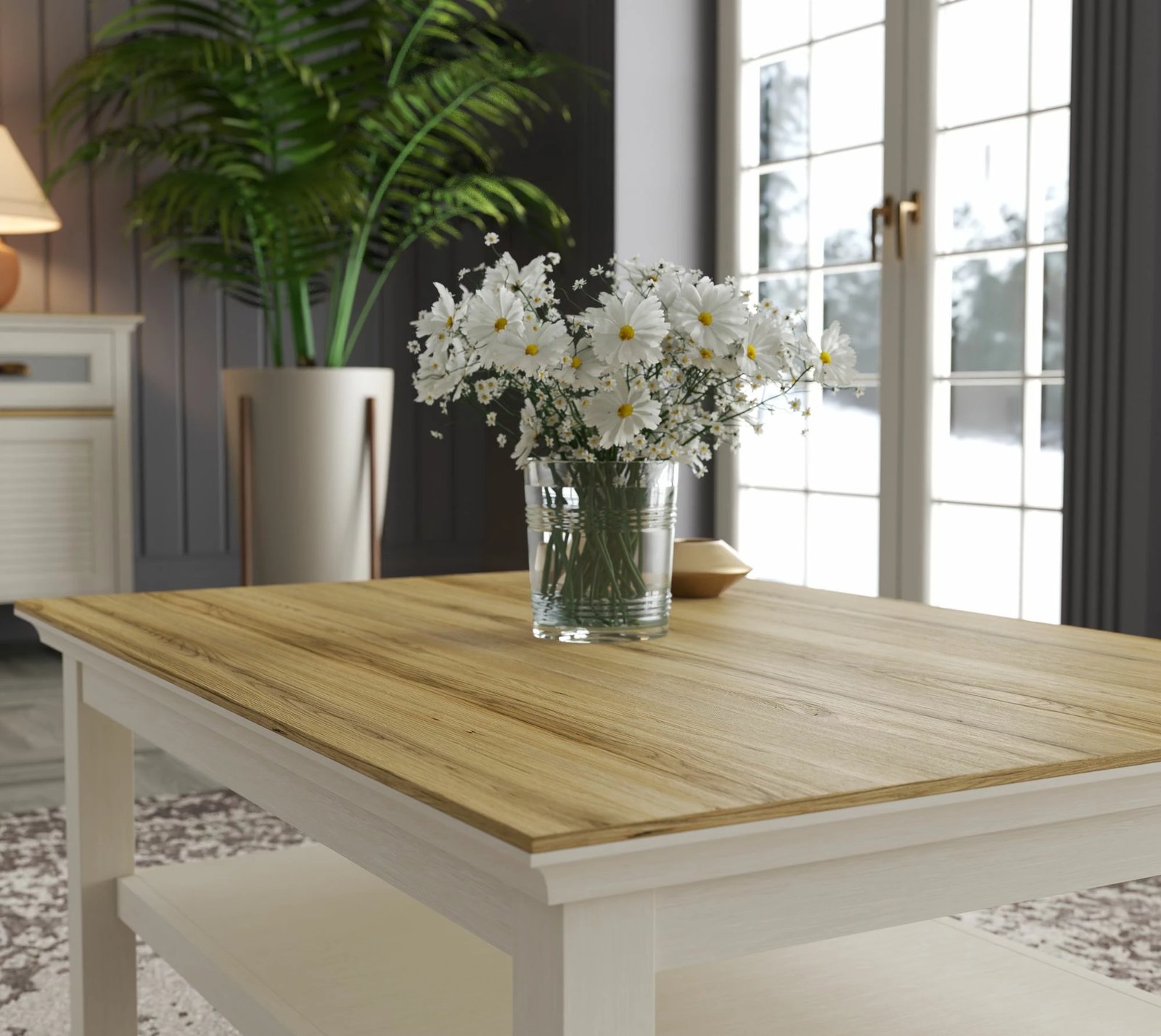 Tavolinë kafeje Skye Decor, FRN-21024, krem, lis, gri