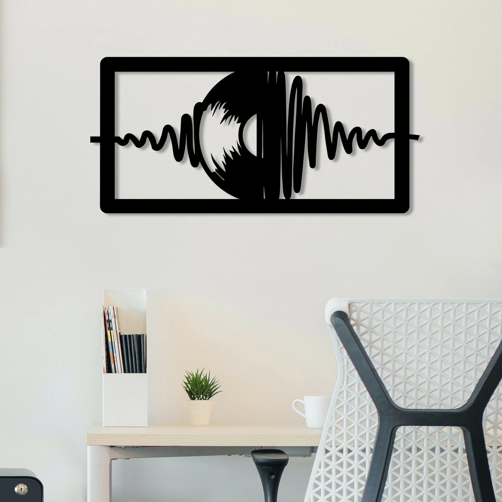 Aksesor dekorativ metalik për mur, Wallity, Timsal, ngjyrë e zezë, 50x24cm