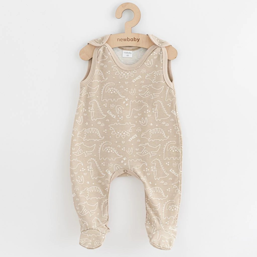 Bodis për bebe, New Baby Classic II Uni, 100% pambuk, madhësia 68 (4-6m), bezhë, set 3 copë