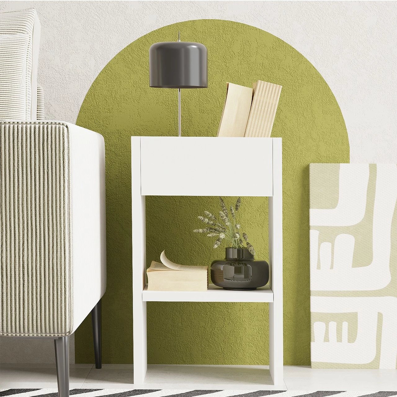 Tavolinë anësore Hanah Home, Karen, e bardhë Tavolinë anësore Hanah Home, Karen, e bardhë