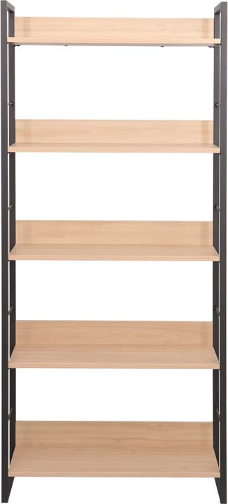 Raft librash Dorfie, ngjyrë natyrale me metal të zi, 70x30x159cm