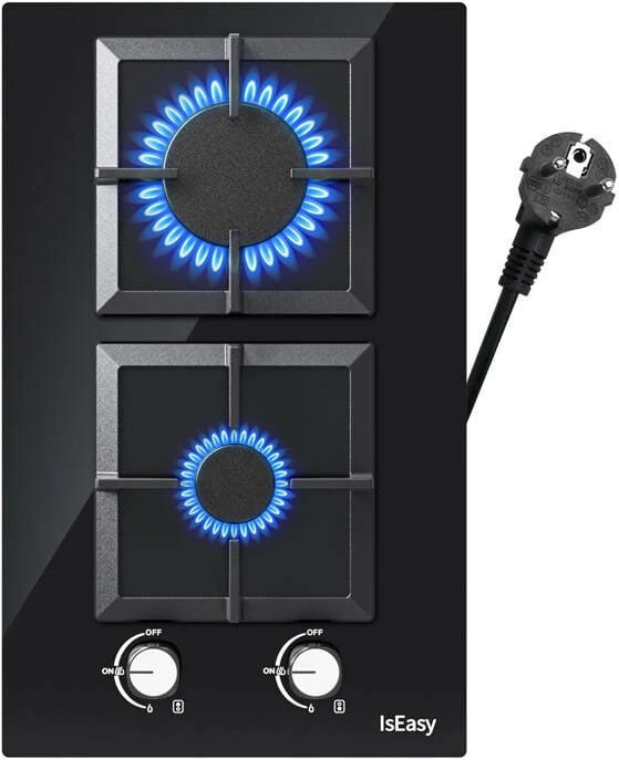 Pjatë gatimi me gaz IsEasy MGBG-312S2C, 2 djegës, xham, e zezë