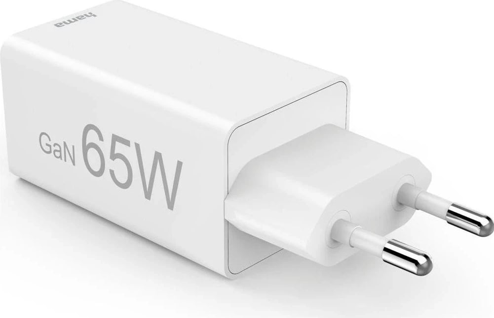 Karikues Hama mini GaN 65W PD/QC 2x USB-C, 1x USB-A, bardhë