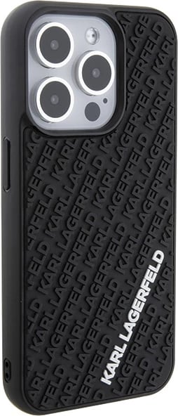 Mbështjellës Karl Lagerfeld 3D Rubber Multi Logo për iPhone 15 Pro, i zi