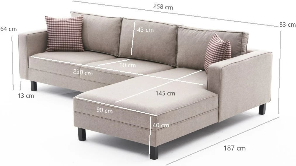 Këndare Atelier del Sofa, Kale Linen, e djathtë, krem