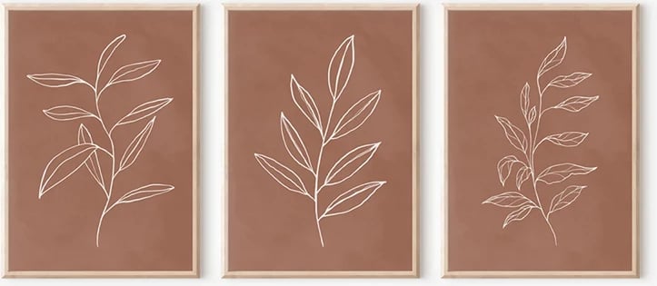 Set pikturash muri në kornizë Drifer, triptik, print digjital, 33x1.5x48cm