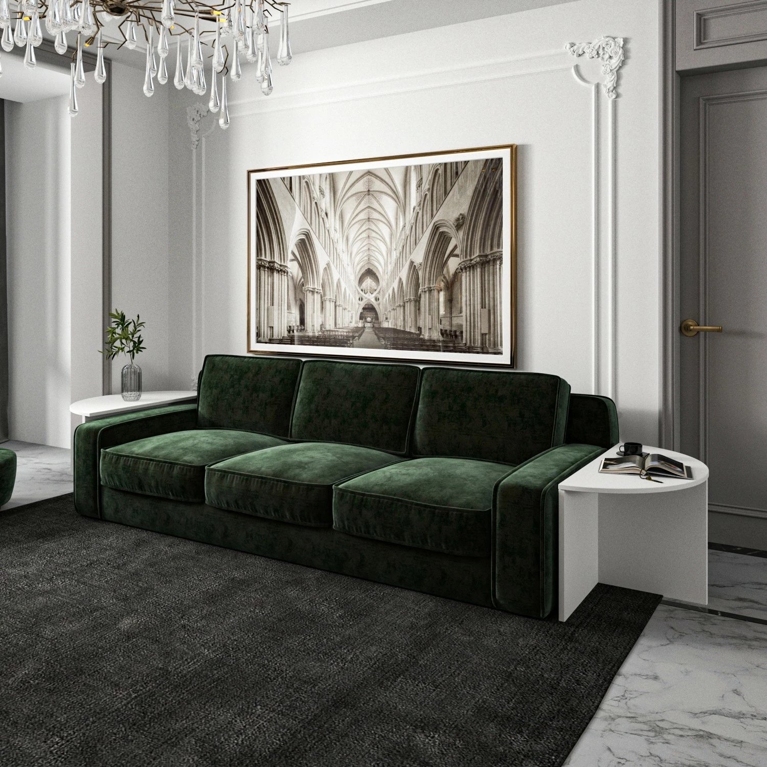 Set tavolinash kafeje Hanah Home, Dolunay, e bardhë