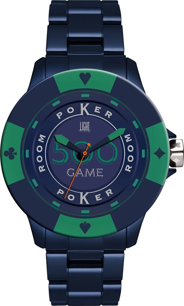 Orë dore LIGHT TIME POKER për meshkuj, kaltër/jeshile