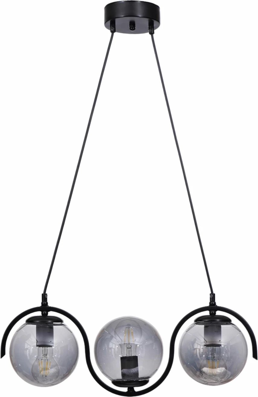 Llambadar Opviq, 9011-4, metal dhe xham, ngjyrë gri dhe e zezë