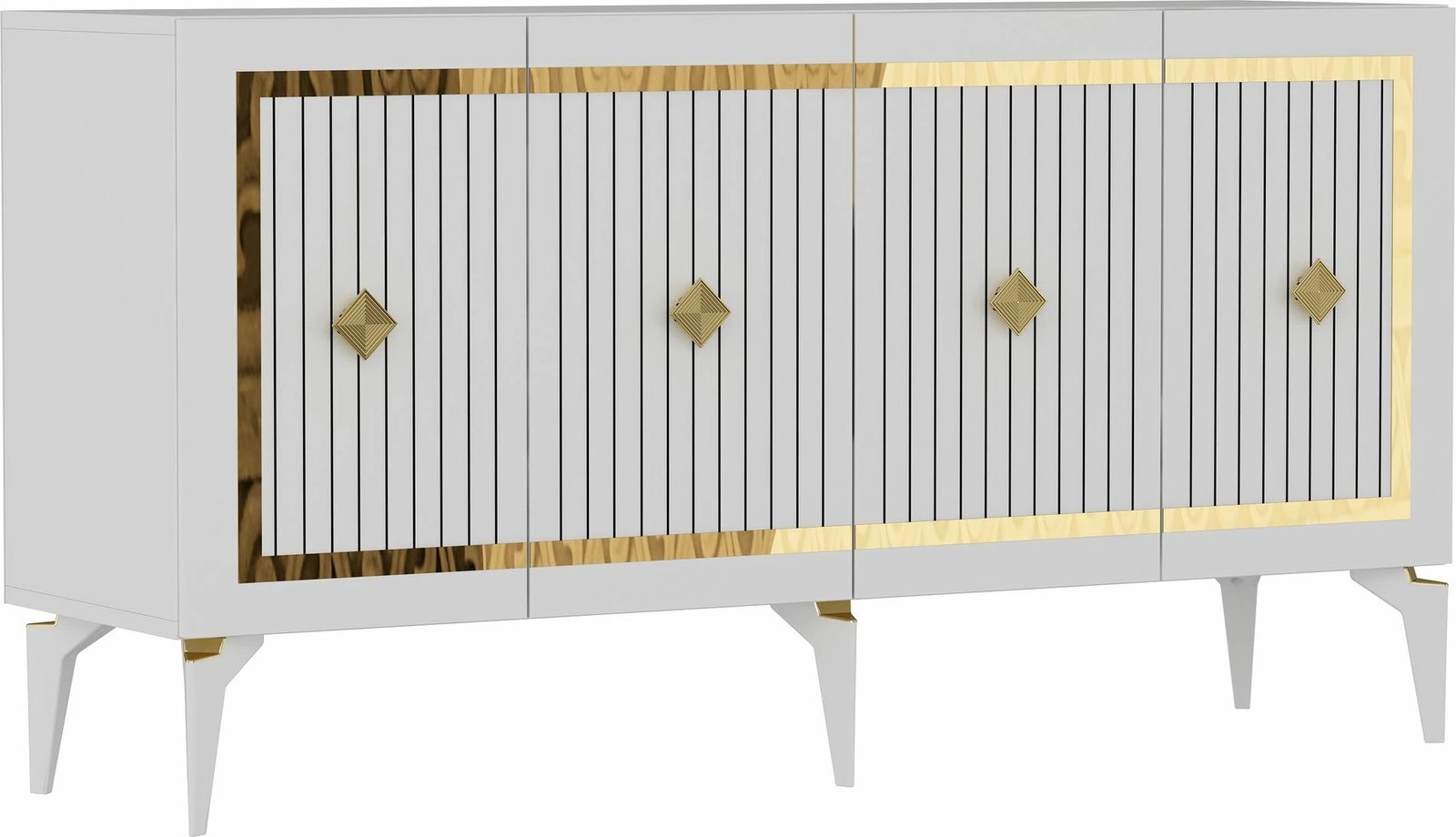 Konsol Skye Decor, e bardhë, ari, Nova