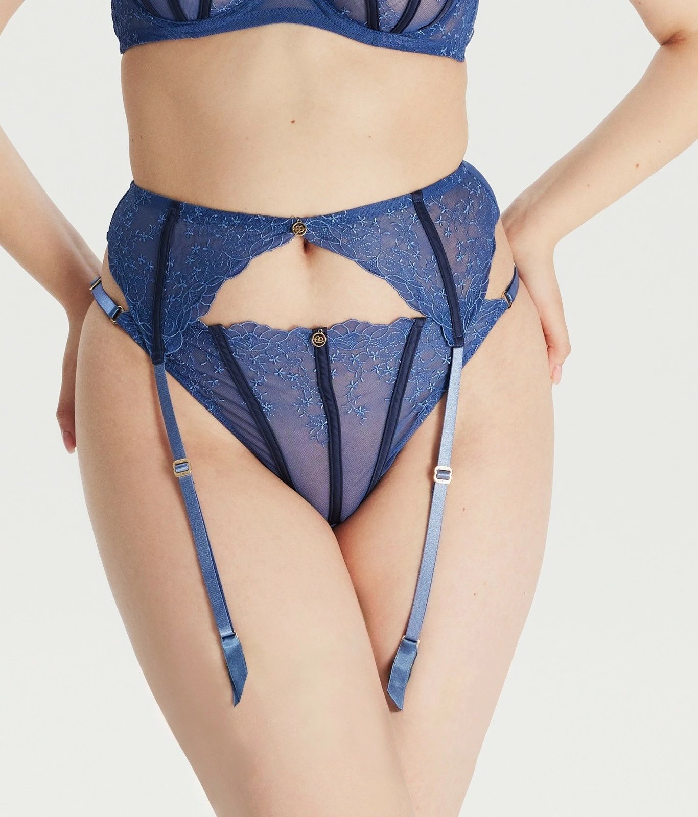 Garter i qëndisur, ngjyrë kaltër, Jumeon, madhësi XL