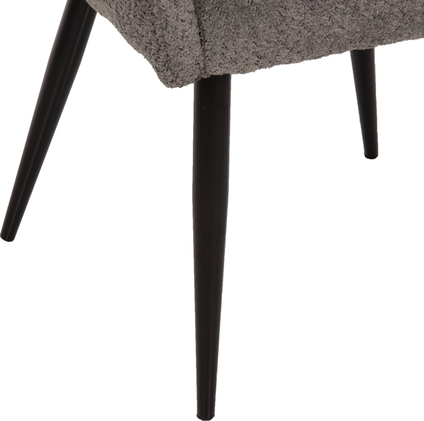 Karrige SARKY FH8585.01, pëlhurë boucle gri, këmbë metalike të zeza, 55x62x89H cm., set prej 2 copë