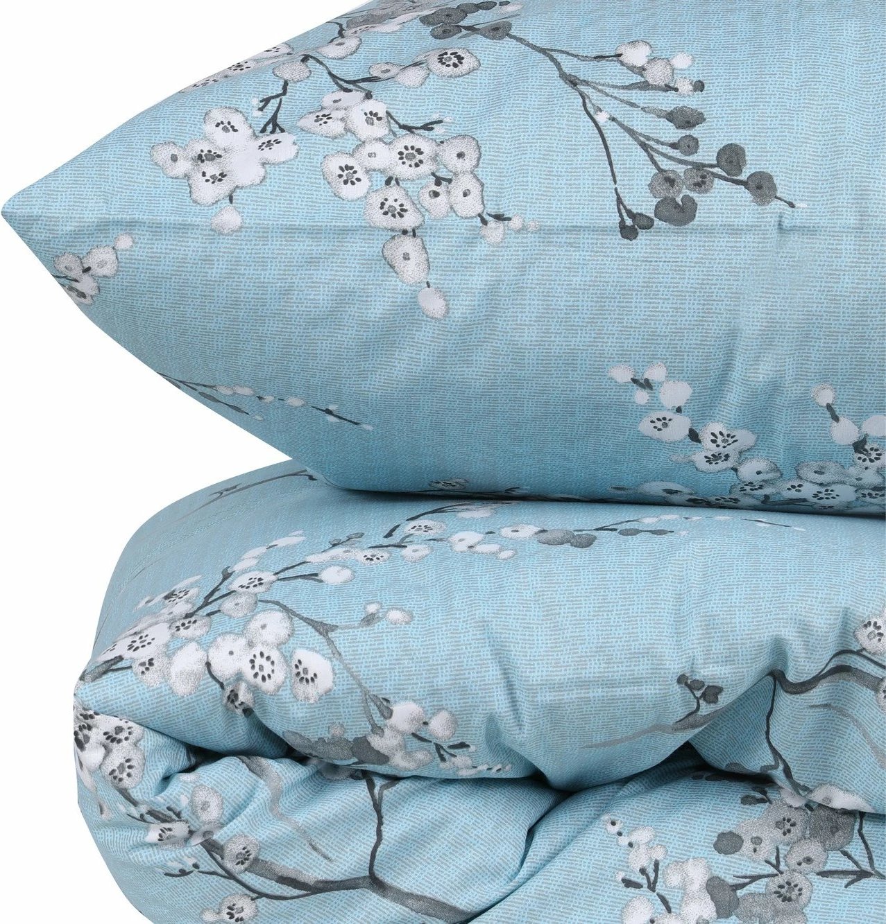 Set mbulesë për jorgan king size Ranforce, ngjyrë blu dhe e bardhë, L'essentiel, Chicory