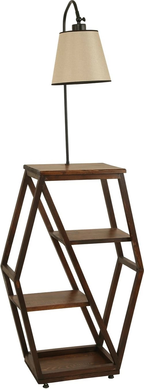 Llambë dyshemeje Opviq, 8525-5, ngjyrë bezhë dhe e zezë, me raft librash prej druri