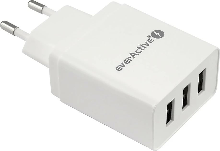 Karikues rrjeti everActive SC-300 me 3x USB, iQ Smart Charging, Bardhë